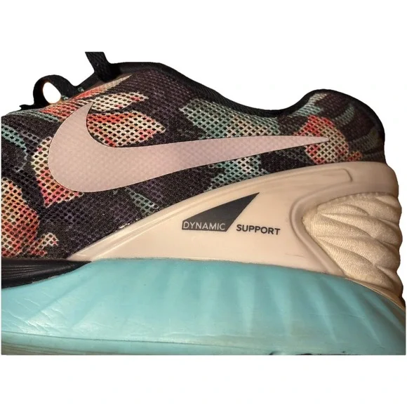 Women's Black Floral Nike Lunarglide 6 Athletic Running/Walking Shoes Size 9 - Picture 4 of 11
